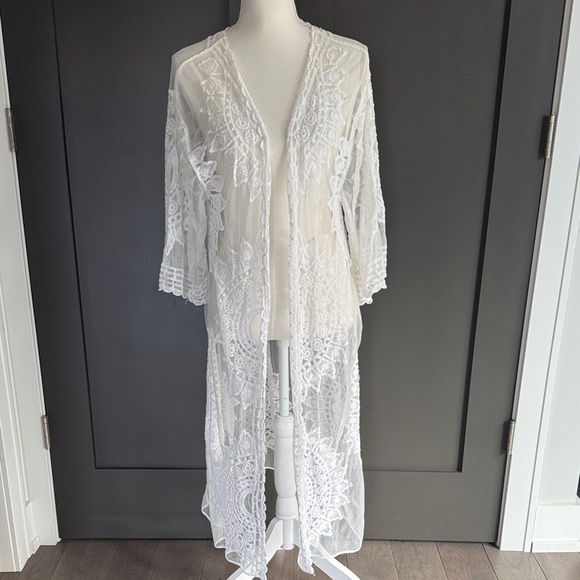 Rachel Zoe Elegant White Lace Cardigan - Picture 1 of 8